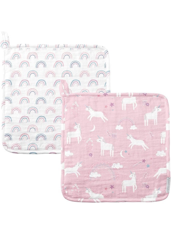 Stephen Joseph Baby and Toddler Washcloths, Muslin Washcloth, Unicorn Set of 2
