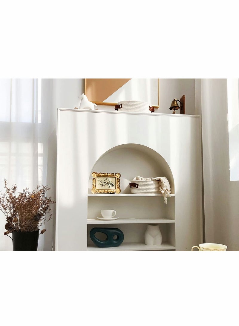 Excefore Woven Basket for Storage Oval Rope Coil Baskets with Handle Mini Cotton Basket Little Organizer Bins Boho Hamper Nursery Room for Kids Baby Dog Toy Gifts 7.87"x5.51"x4.33" - Image 4