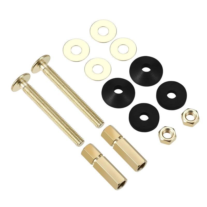 Opzour Universal Toilet Tank Bolt Replacement Kit, Heavy Duty Stainless Steel and Brass Plated Toilet Tank Bolts with Long Nuts and Rubber Washers Fits Most Toilets, Rustproof, Easy to Install, Leak-Proof - Image 5