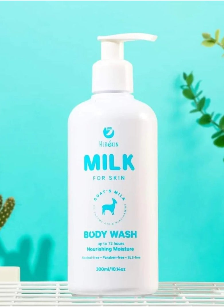 Her Skin - Goat Milk Body Wash - Ultimate Cleanser and Nourishing Moisturizer for 72-hour Hydration, Targets Dull, Dry, and Rough Skin, Fades Age Spots, and Brightens Skin, 300ml. - Image 1