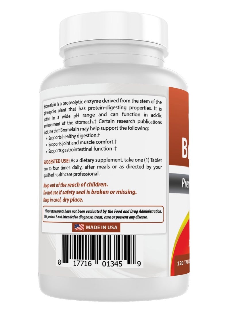 Best Naturals Bromelain Proteolytic Digestive Enzymes Supplements 500 Mg 120 Tablets Supports Healthy Digestion Joint Health Nutrient Absorption  - Image 3
