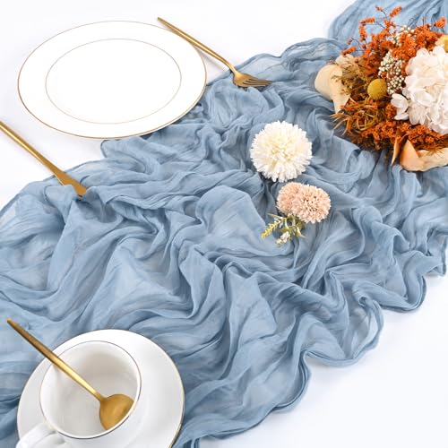 Beautane 10 Pack Dusty Blue Cheesecloth Table Runner 17x108 Inch Boho Gauze Cheese Cloth Table Runners for Wedding Party Baby Shower Birthday Home Decor - Image 4