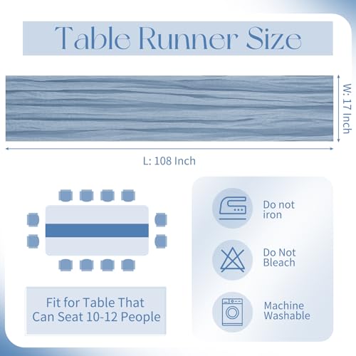 Beautane 10 Pack Dusty Blue Cheesecloth Table Runner 17x108 Inch Boho Gauze Cheese Cloth Table Runners for Wedding Party Baby Shower Birthday Home Decor - Image 2
