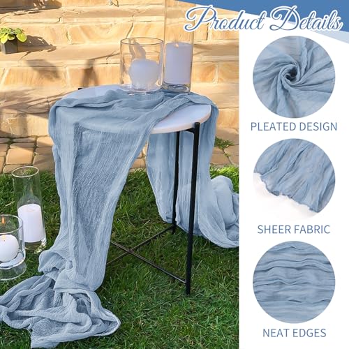 Beautane 10 Pack Dusty Blue Cheesecloth Table Runner 17x108 Inch Boho Gauze Cheese Cloth Table Runners for Wedding Party Baby Shower Birthday Home Decor - Image 3