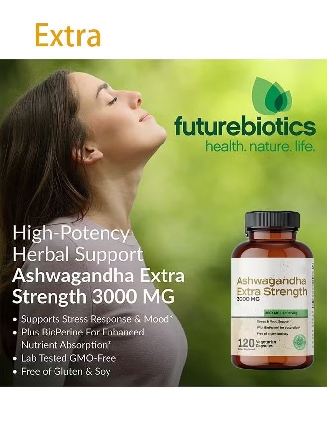 إكسترا Ashwagandha Capsules Extra Strength 3000mg - صيغة تخفيف الإجهاد ، دعم المزاج الطبيعي ، مكمل دعم الإجهاد والتركيز والطاقة ، 120 كبسولة - Image 3