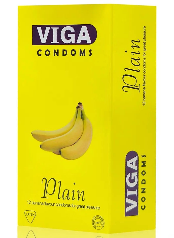 فيجا واقيات ذكرية عادية بنكهة الموز، 12 واقيًا ذكريًا