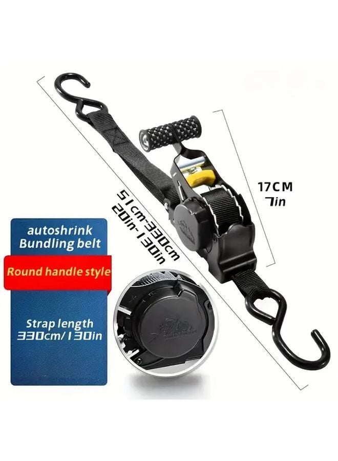 Anti Slip Handle Automatic Locking Telescopic Cargo Strap Durable Steel Black - Image 3