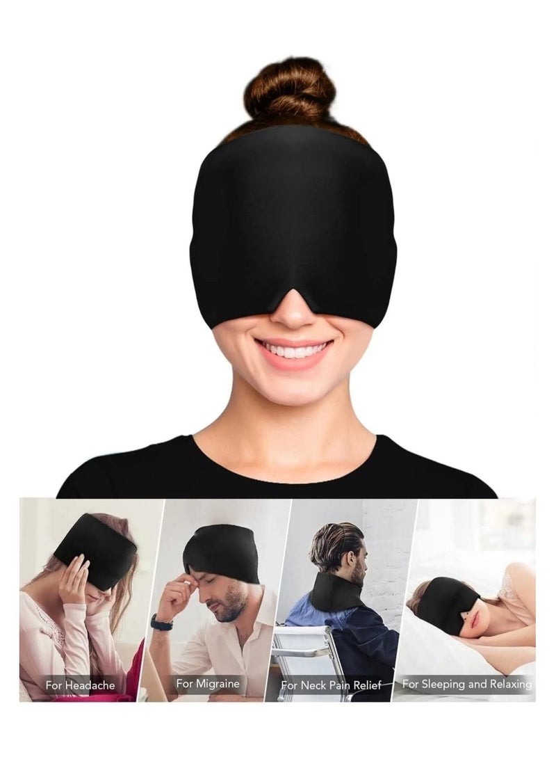 SOSEKO Ice Head Wrap Form Fitting Gel Headache Migraine Relief Hat Cold Therapy Mask Black Color - Image 1