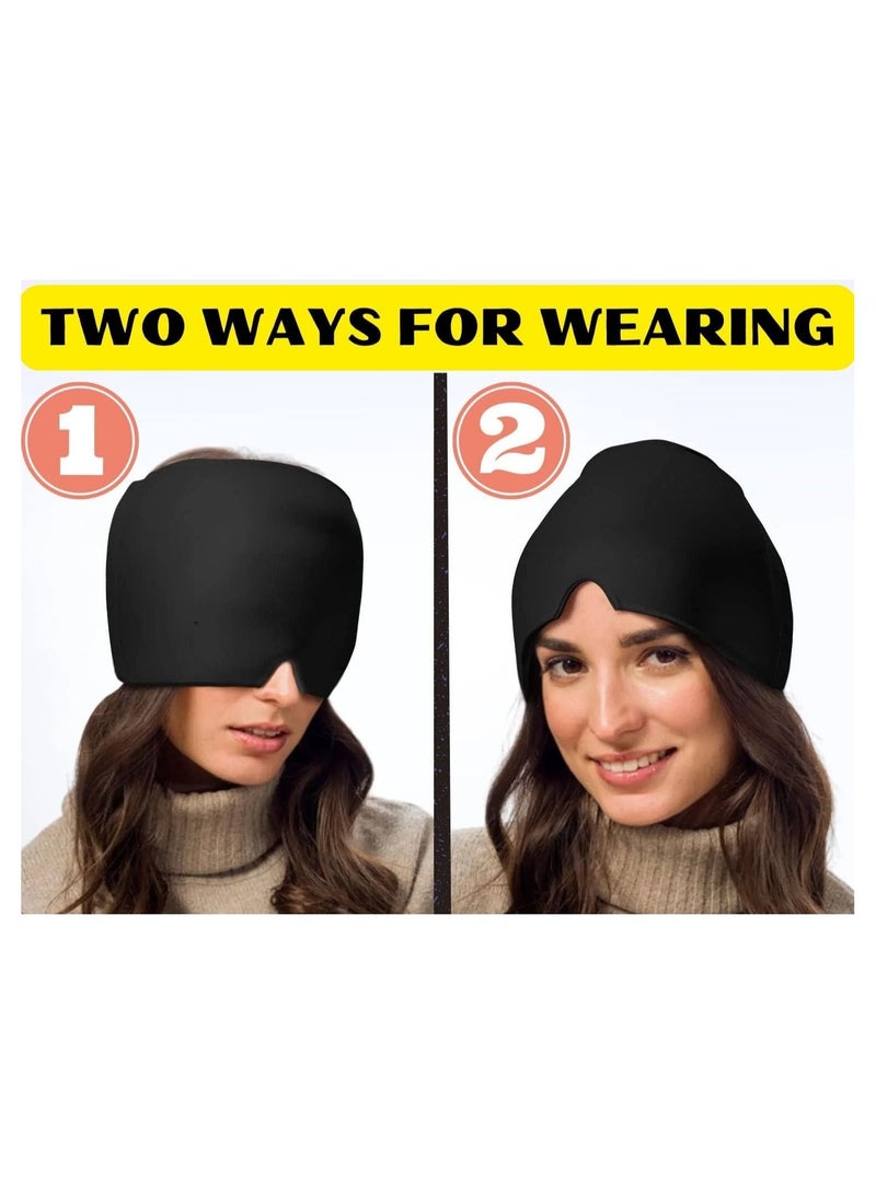 SOSEKO Ice Head Wrap Form Fitting Gel Headache Migraine Relief Hat Cold Therapy Mask Black Color - Image 4