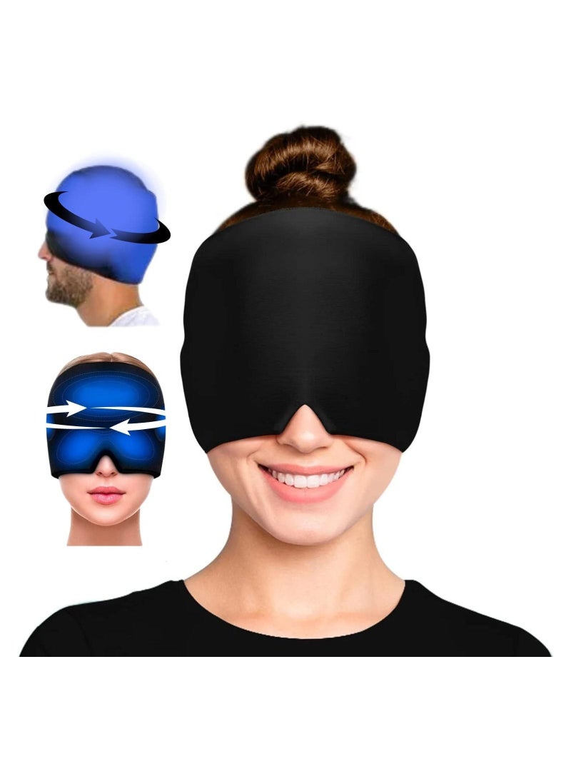 SOSEKO Ice Head Wrap Form Fitting Gel Headache Migraine Relief Hat Cold Therapy Mask Black Color - Image 2