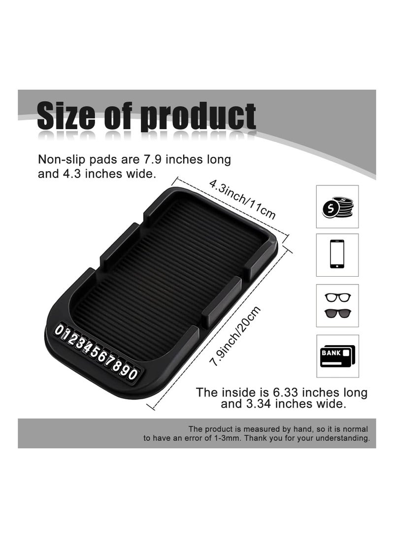 Y&D SYOSI, 2pcs Removable and Reusable Anti Slip Dashboard Pad with Double-Groove Tray, Cell Phone Holder, for Storage Keychains Sunglasses  - Image 2