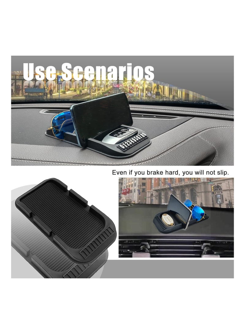 Y&D SYOSI, 2pcs Removable and Reusable Anti Slip Dashboard Pad with Double-Groove Tray, Cell Phone Holder, for Storage Keychains Sunglasses  - Image 5
