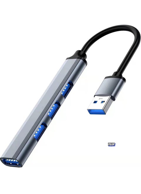 Ultra Slim USB 3.0 Hub with 4 Ports for Laptop, Notebook, PC, Mouse, Keyboard – Compact, High-Speed Data Transfer, Sleek Silver Design, Ideal for Work, Home, and Travel