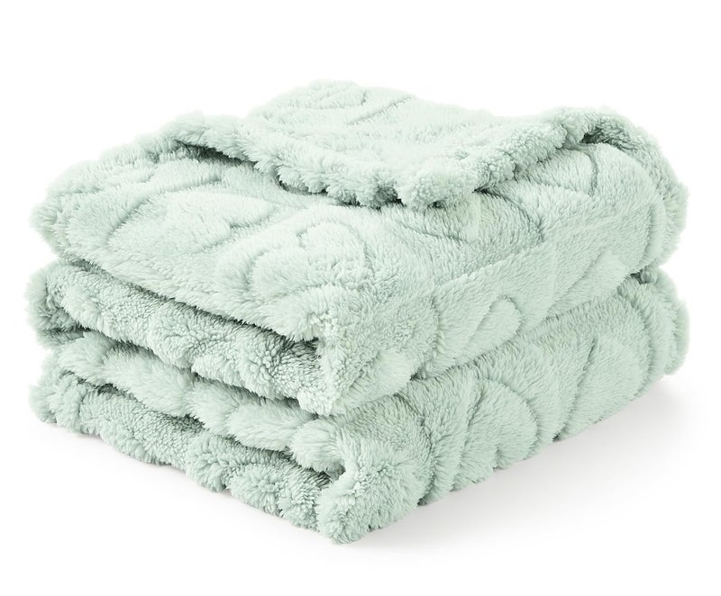 CREVENT 30"X40" Cozy Soft Warm Sherpa Baby Blanket for Girls Boys, Newborn Essentials for Infant, Baby Shower Receiving Gift - Green Heart 75X100cm + Gift Bag with Ribbon - Image 3