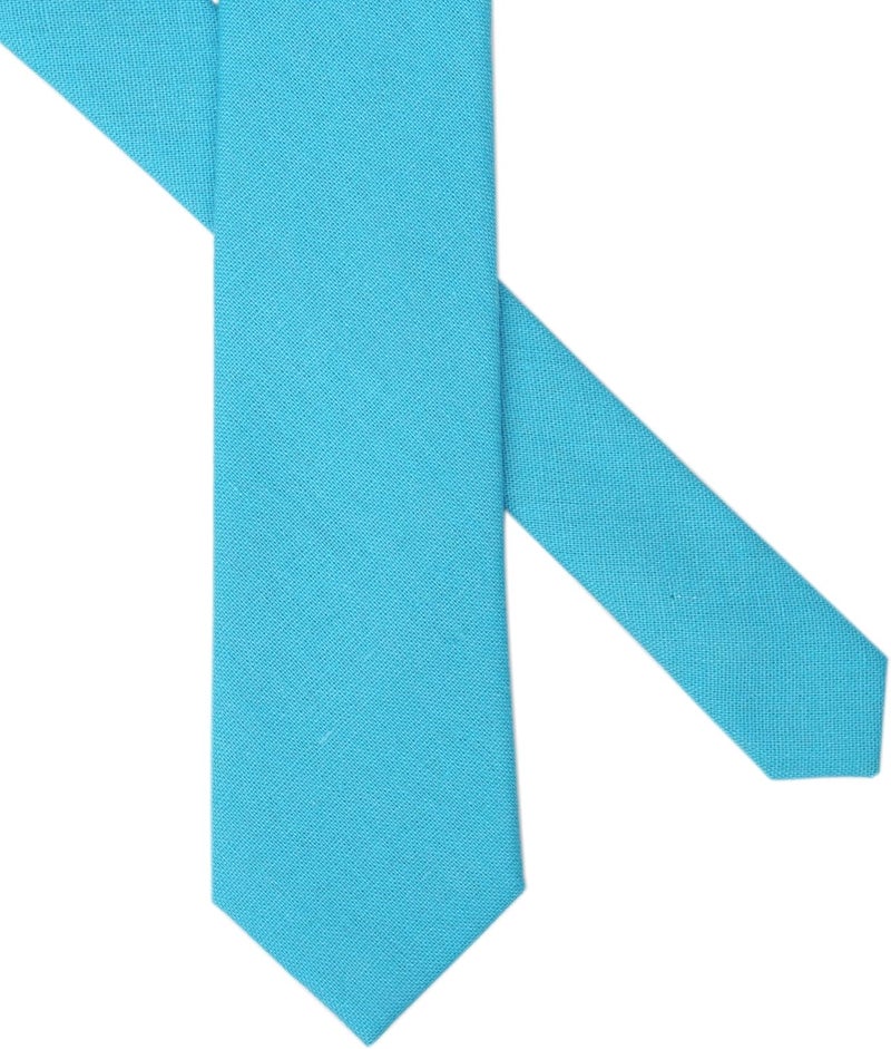 BELLUNO Men's Skinny Ties, Cotton Linen Blend 2.5 inch Solid Neckties - Image 3