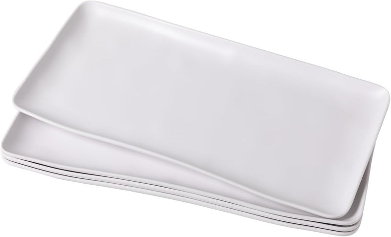 ZAROCRUS White Melamine Rectangular Serving PlatterTrays Set of 4 14 X 7 Fruit Cake Bread Sushi Plate for Party Serving Food Lightweight and Unbreakable - Image 1