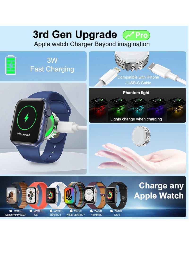 Beauenty Magnetic Fast Charging Cable for Apple Watch, Cute Aesthetic Travel 【Portable】 Magnetic Wireless Charging Compatible with iWatch Series Ultra/9/8/7/6/SE/SE2/5/4/3/2 - Image 2