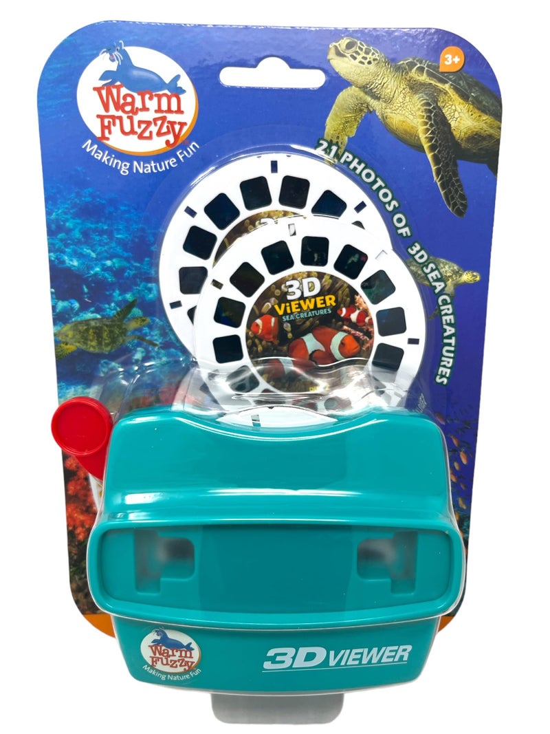 WARM FUZZY Toys 3D Viewfinder (Sea Life) - Viewfinder for Kids & Adults, Classic Toys, Slide Viewer, 3D Reel Viewer, Retro, Vintage Toys with 3 Reels - Contains 21 High Definition 3D Images - Image 1