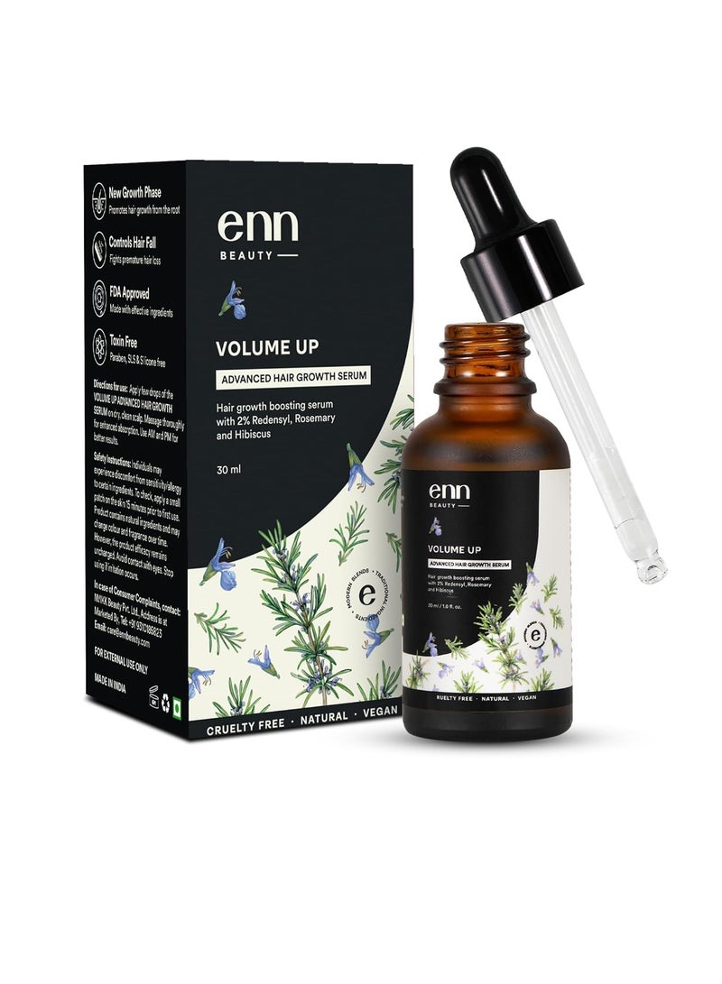 Enn Volume Up Advanced Hair Growth Serum 30ml Enriched with Redensyl and Hibiscus for Hair Fall Control for Thicker and Healthier Strands - Image 1