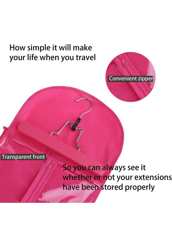 RJMBMUP 1 Pack Extra Long Hair Extension Holder Wig Storage Bag With Hanger Hairpieces Ponytail Bundles Storage Carrier Case For Store Style Hair Travel Hair Extensions Bag Pink Color - Image 3