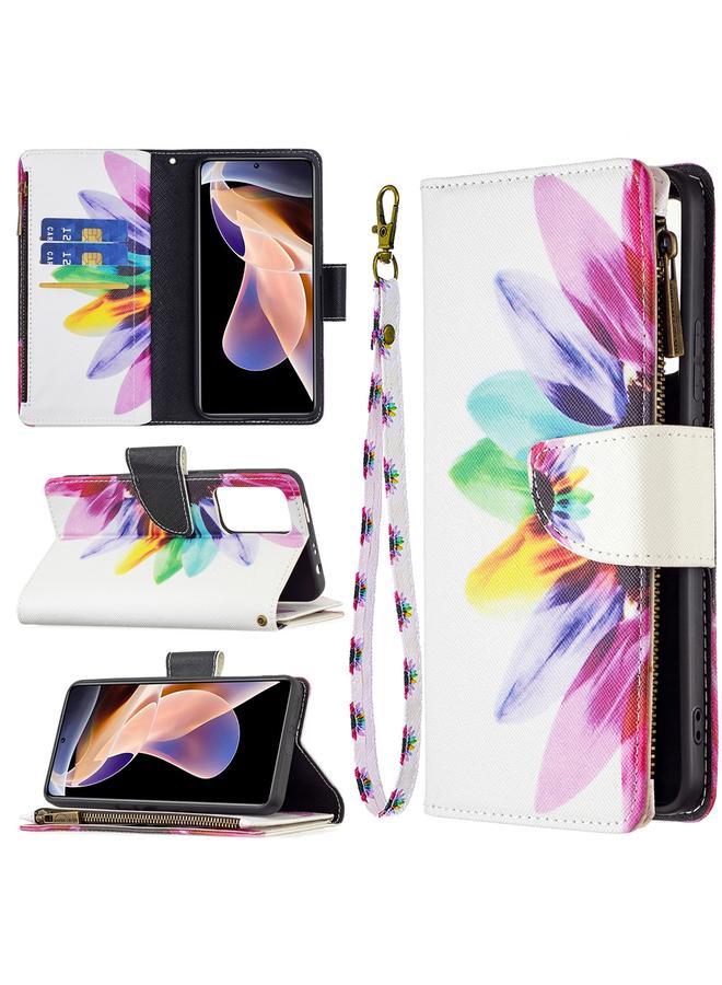 The Bros Case For Xiaomi Redmi Note 11 Pro / 11 Pro+ Colored Drawing Pattern Zipper Leather Phone Case