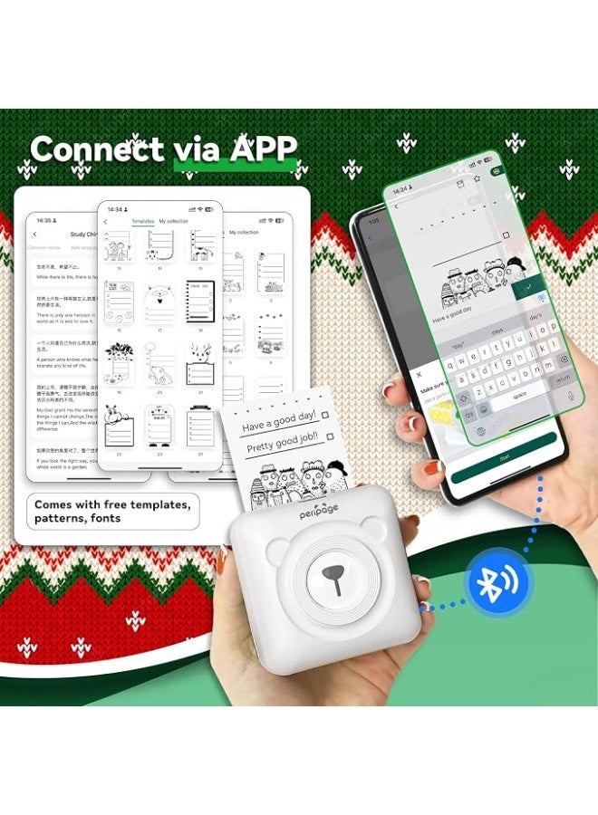 PeriPage A6 Mini Printer, Portable Thermal Printer, Mini Sticker Printer, Bluetooth Connected Phone, Compatible with iOS and Android, Printable Labels, Receipts, Notes, Photos (White) - Image 2