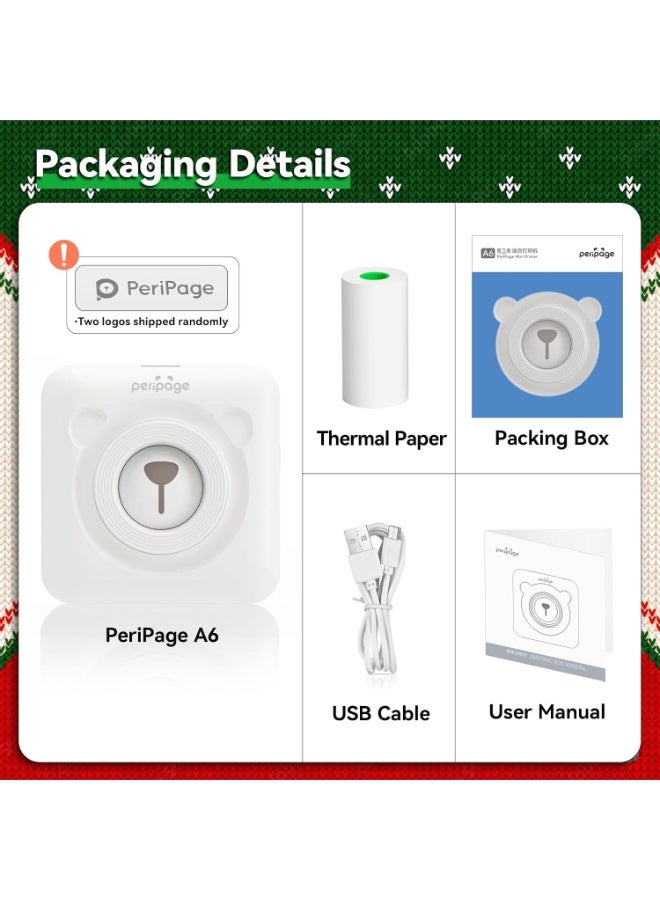 PeriPage A6 Mini Printer, Portable Thermal Printer, Mini Sticker Printer, Bluetooth Connected Phone, Compatible with iOS and Android, Printable Labels, Receipts, Notes, Photos (White) - Image 5