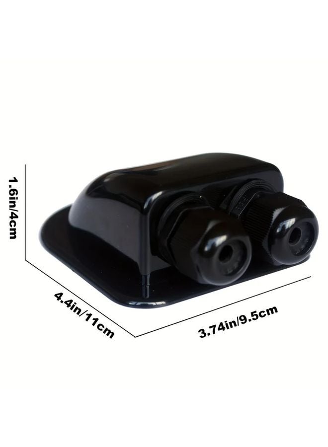 Double Hole Black Solar Cable Gland Box For RV Campervan Boat Van 14AWG To 10AWG - Image 2