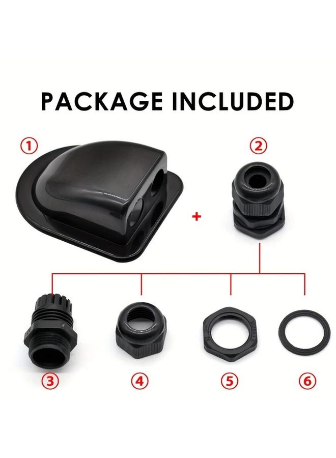Double Hole Black Solar Cable Gland Box For RV Campervan Boat Van 14AWG To 10AWG - Image 3