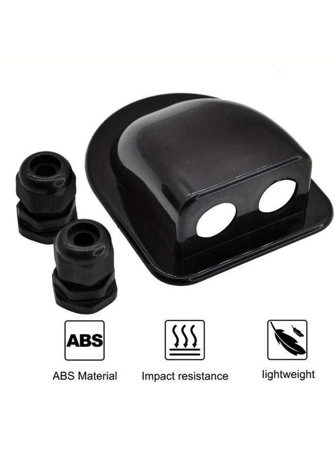 Double Hole Black Solar Cable Gland Box For RV Campervan Boat Van 14AWG To 10AWG - Image 1