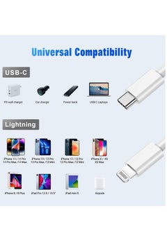 ESCASE 2 Pack Apple iPhone Charger Cable 1M[MFi Certified] USB C to Lightning Cable Fast Charging Power Delivery PD 20W iPhone Cable for iPhone 14/14 Pro/14 Plus/14 Pro Max, iPad Pro, iPhone 8-13 All Series  - Image 2