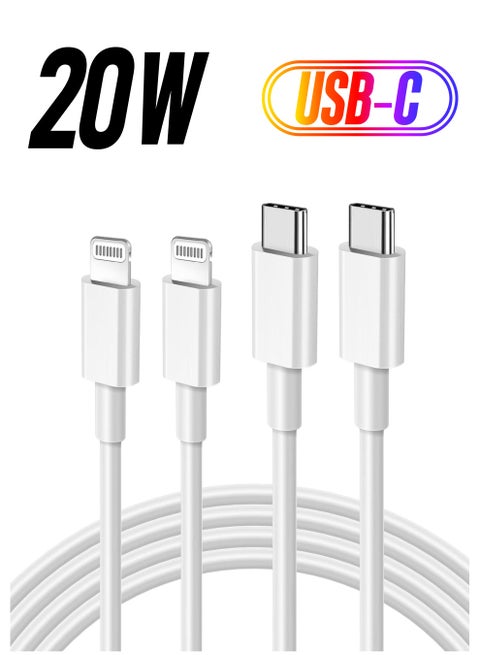 2 عبوة كابل شاحن آبل آيفون 1 متر [معتمد من MFi] كابل USB C إلى كابل لايتنينج سريع الشحن من آبل 1 متر [معتمد من MFi] كابل شحن سريع الشحن PD 20W لآيفون 14/14 برو/14 بلس/14 برو ماكس، آيباد برو، آيفون 8-13 جميع السلسلة