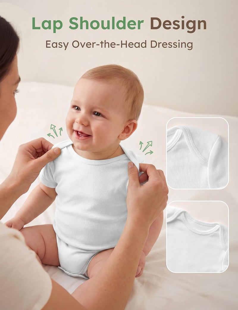 Yoofoss Baby Bodysuits 100% Organic Cotton Baby Short Sleeve Baby Boys Girls Clothes Soft Newborn Infant Romper,5 Pack,6-9Months - Image 3