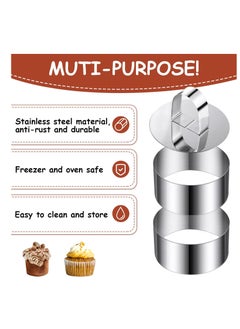 Patelai 36 Pieces Round Cake Mold Stainless Steel Cake Mousse Mold Cake Ring Including Pushers, 3.15 Inches Diameter  - Image 2