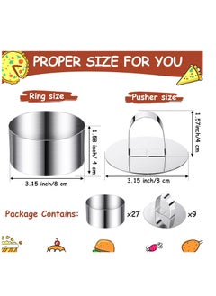 Patelai 36 Pieces Round Cake Mold Stainless Steel Cake Mousse Mold Cake Ring Including Pushers, 3.15 Inches Diameter  - Image 3