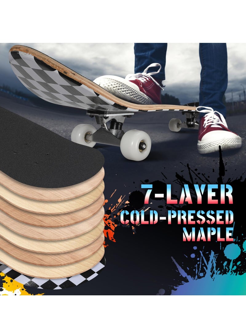 عربست لوح تزلج كامل ، لوح تزلج من خشب القيقب مكون من 7 طبقات مع صنفرة مقاومة للماء وعجلات PU مقاومة للانزلاق ، لوح تزلج مقعر مزدوج الركلة للأطفال والمراهقين والبالغين - Image 4