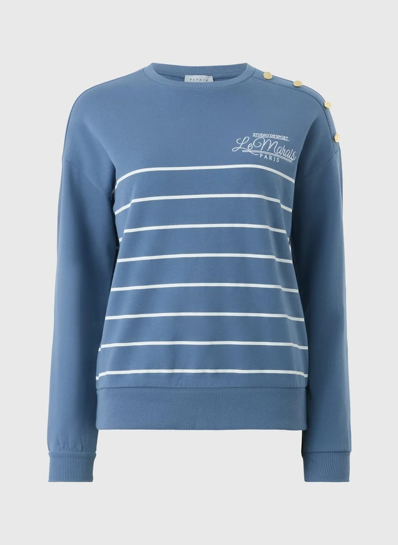 Blue Stripe Crew Neck Jumper