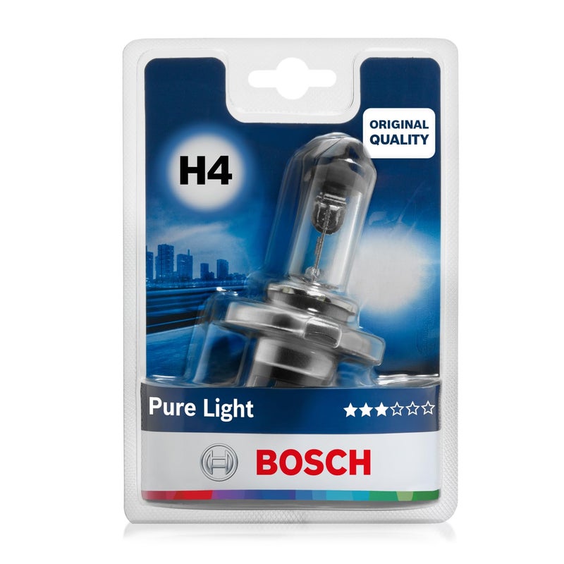 بوش مصباح أمامي هالوجين خفيف نقي من Bosch H4 (472)، 12 فولت 60/55 واط، جودة أصلية - نوع المقبس P43t - 1 لمبة إضاءة سيارة بديلة - Image 1