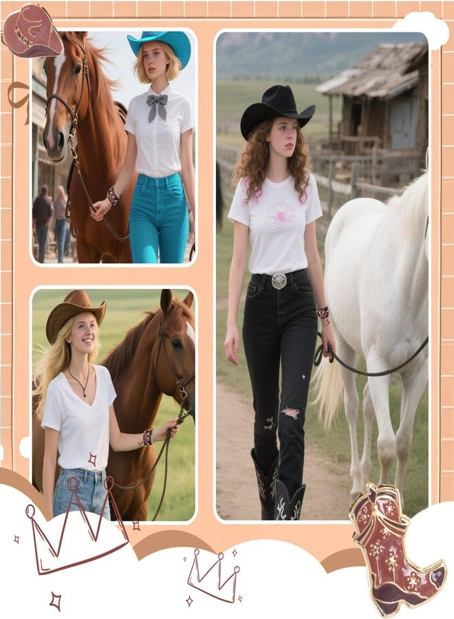 cnomg Western Cowgirl Bracelets Cowgirl Beaded Stretch Bracelets for Women Summer Beach Jewelry Accessories Christmas Birthday Gifts (Brown) - Image 2