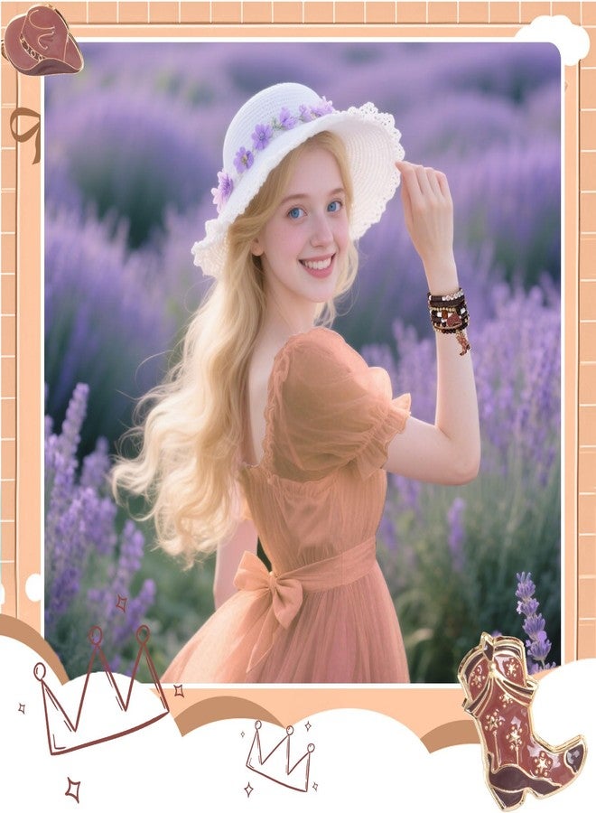 cnomg Western Cowgirl Bracelets Cowgirl Beaded Stretch Bracelets for Women Summer Beach Jewelry Accessories Christmas Birthday Gifts (Brown) - Image 5