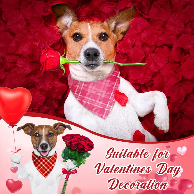 Abbylike 50 Pcs Valentines Day Plaid Dog Bandanas Bulk Pink Red Bandanas for Dogs Triangle Kerchief Bibs Scarf for Pet Romantic Costume Photo Props Accessories Pet Shops Groomers (19.7 x 13.8 x 13.8) - Image 2