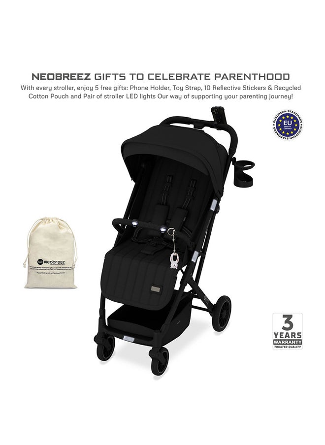 neobreez PENTA Lightweight Travel Baby Toddler Stroller, Trolley Handle Pushchair, Quick Fold And Auto lock, Waterproof UPF 50+ Canopy, Gift Bag, Toy Strap, LED lights, Cup And Phone Holder, 0-3yrs, 15kg, 3yrs Warranty  - Image 2