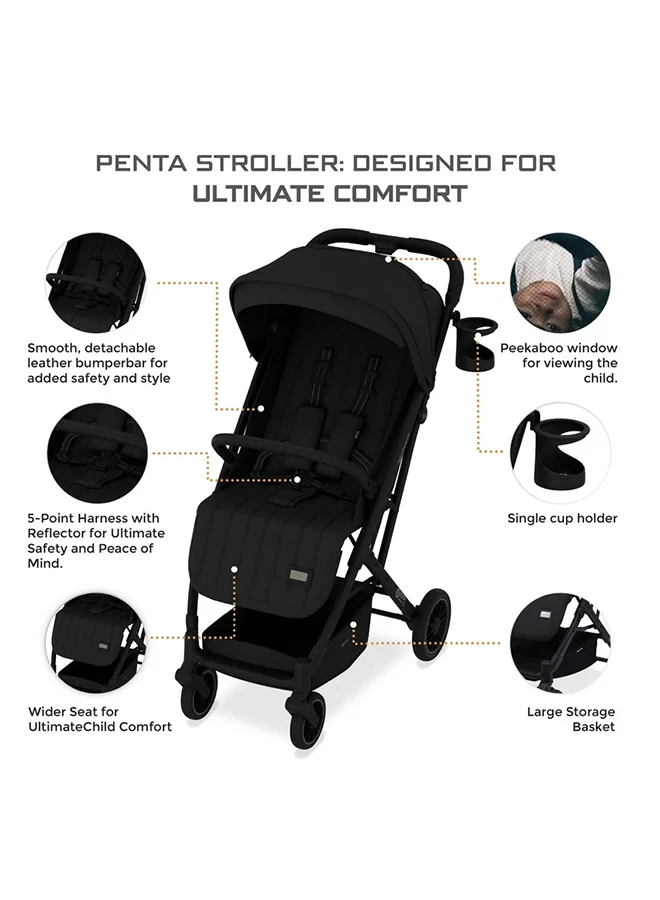 neobreez PENTA Compact Lightweight Travel Toddler Kids Baby Stroller W/Cup Holder,  Baby Trolley Handle Pushchair,  Quick Fold And Auto lock, Waterproof UPF 50+ Canopy 0-3yrs, 15kg,  3yrs Warranty