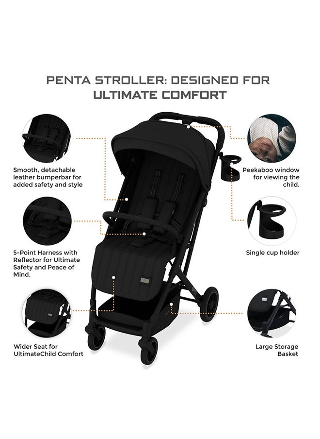 neobreez PENTA Lightweight Travel Baby Toddler Stroller, Trolley Handle Pushchair, Quick Fold And Auto lock, Waterproof UPF 50+ Canopy, Gift Bag, Toy Strap, LED lights, Cup And Phone Holder, 0-3yrs, 15kg, 3yrs Warranty  - Image 4