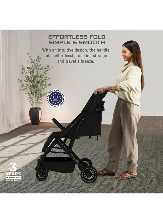 neobreez PENTA Compact Lightweight Travel Toddler Kids Baby Stroller W/Cup Holder,  Baby Trolley Handle Pushchair,  Quick Fold And Auto lock, Waterproof UPF 50+ Canopy 0-3yrs, 15kg,  3yrs Warranty