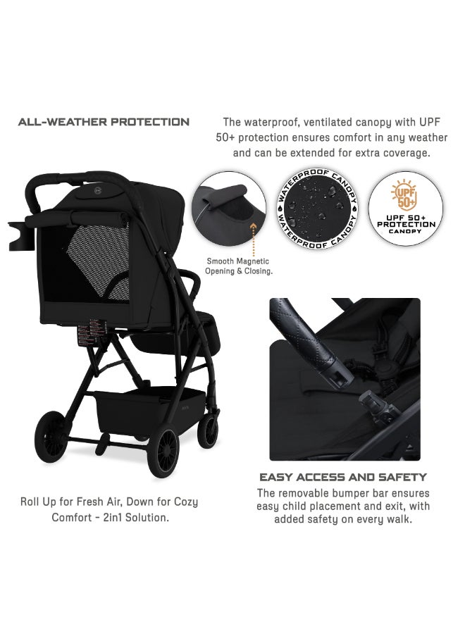 neobreez PENTA Compact Lightweight Travel Toddler Kids Baby Stroller W/Cup Holder,  Baby Trolley Handle Pushchair,  Quick Fold And Auto lock, Waterproof UPF 50+ Canopy 0-3yrs, 15kg,  3yrs Warranty - Image 5