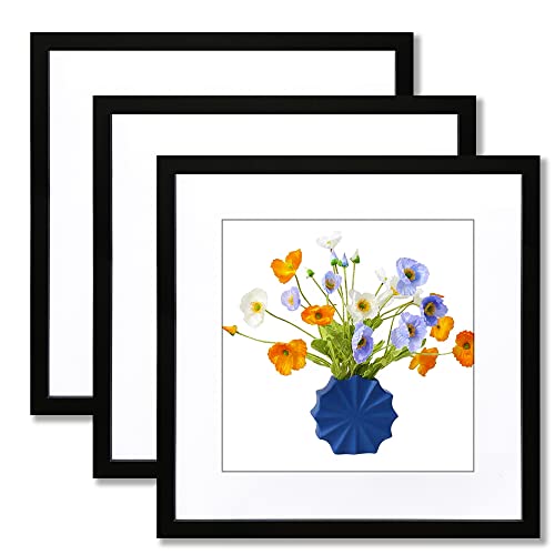 THREELOVE 22x22 Frame Black, Display Picture 18x18 with mat or 22x22 Without mat, Photo Poster Picture Frame Wall Mounting Home Decor, 3 PCS - Image 1
