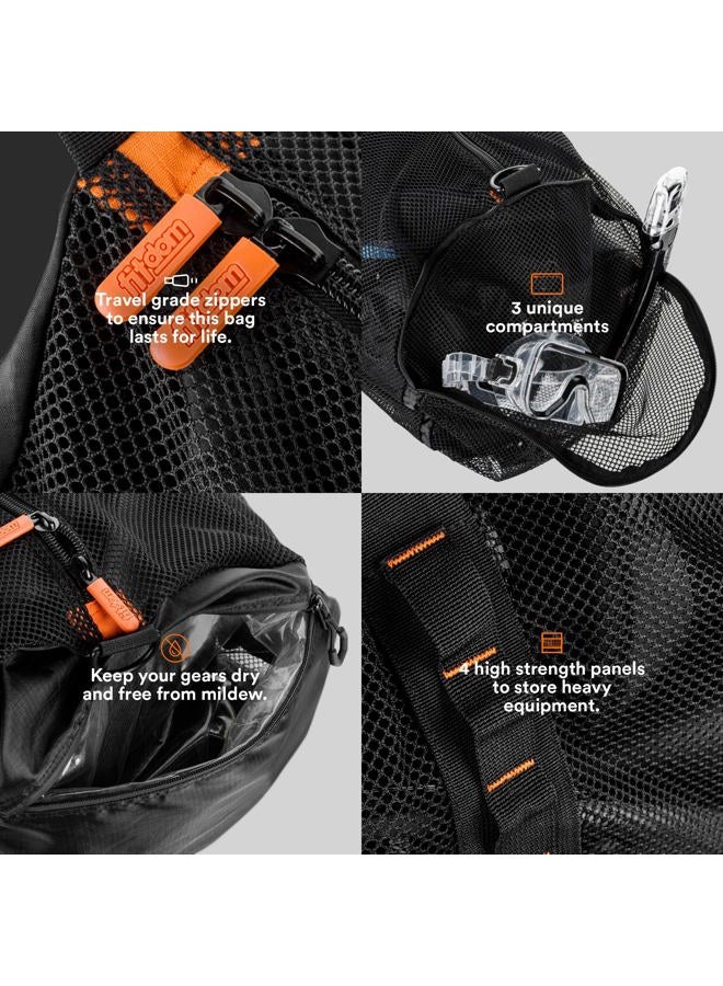 Fitdom Extra Large Mesh Duffle Bag for Scuba Dive or Snorkel Equipment. Best for Water Sports & Beach Activities like Swimming, Diving & Snorkeling. Perfect for Travel, Storage Swim Gym Gears & Balls - Image 3
