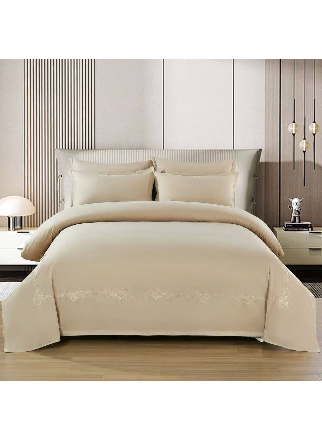 King Size Duvet Set, 6 Piece, Embroidered Design, Duvet 220x240 cm, Fitted Sheet 200x200 cm, Pillow Covers 50x75 cm