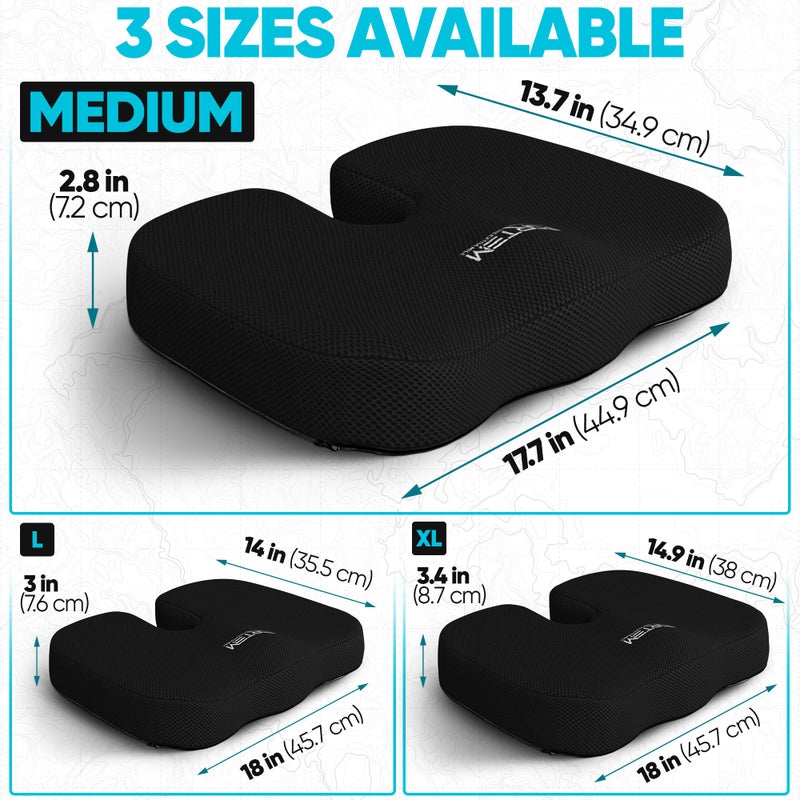 FORTEM Seat Cushion, Office Chair Cushion, Desk Chair Memory Foam, Sciatica Coccyx Tailbone Pain Relief, Pressure Relief, Sitting Pad, Gaming Sitting Pillow, Washable Cover, Non Slip - Image 2